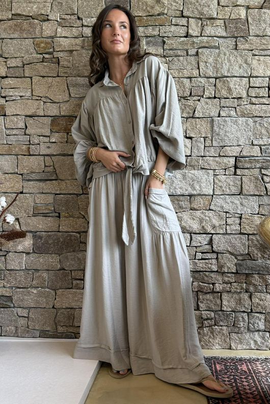 Basso Shirring Sailor Pant Mocha